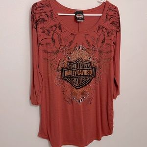 Harley Davidson Red Jeweled Top *EUC*